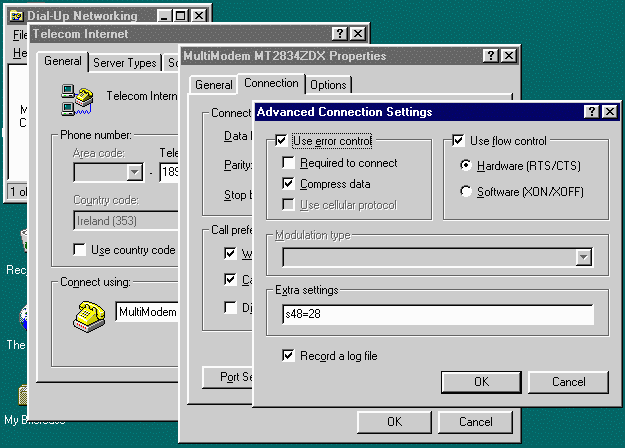 picture of the 'Advanced Connection Settings' window - 19Kbytes