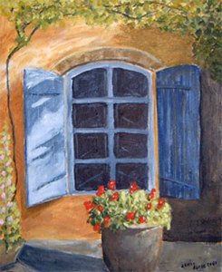 Window in Provence - Echi Aaberg - aquarelles, acrylics, oilcolors, charcoals, crayons, temperas, graphics, photos, collages and designs.