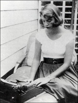 Sylvia Plath typing