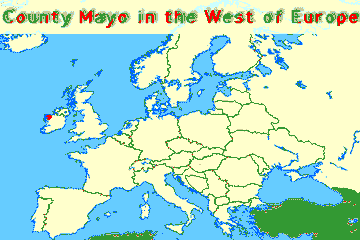 Map of Europe Showing Co Mayo in red