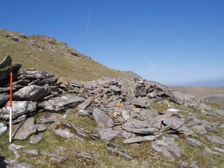 View of northern side of  outer wall with Binn na Port summit in backgroud.