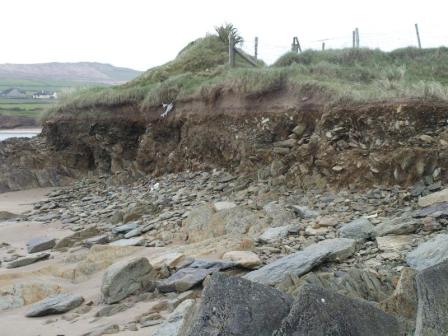 View of eroded stretch of sanddune Ferriter's cove