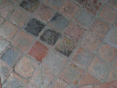 Surviving medieval floor tiles in the Chapter house - Mellifont Abbey.