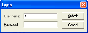Login box requesting user name and password