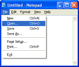 Access keys in Notepad