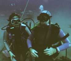 posing for photo on sea bed