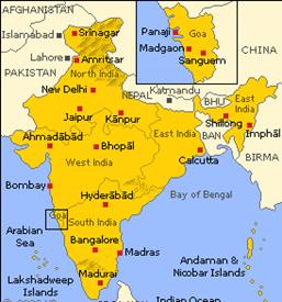 Map of India showing Goa