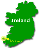 Map of Ireland showing Dhn Chaoin