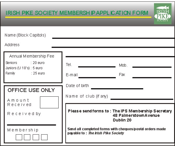 Irish Pike Society membership form