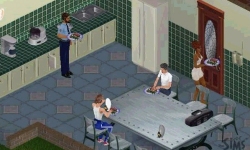 Daniel (in white shirt) dining at Dirk's