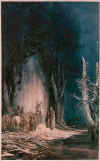The Fellowship at the entrance to Moria painted by Alan Lee