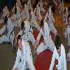 The class warming up before the competiton 