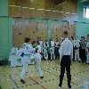 Caroline just gets the kick in before her opponent.