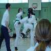 Caroline and her opponent trade punches ..