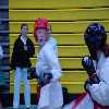 Aoife fighting her first opponent of the day.