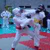 Karl punches his opponent.