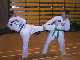 Deirdre does a side kick against Nigel