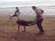 It was the ultimate competition - wheelbarrow races on the beach!