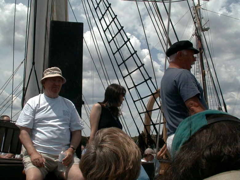 Pat and Liam aboard the Charles W. Morgan, 2001