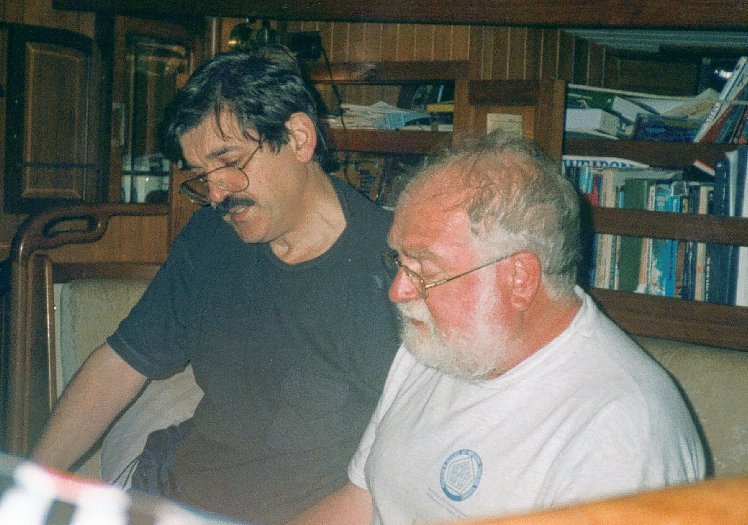 Sen Corcoran and Tom Crean aboard the Wolftrap, 2002