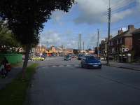 Looking towards shops